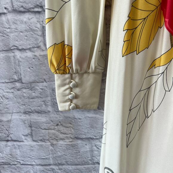 Vintage Tori Richard Honolulu Floral Maxi Dress Size 8 Long Sleeve V-Neck Hawaii - Picture 7 of 10